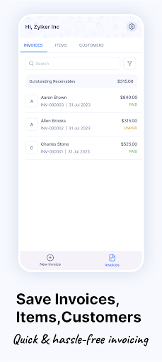 Invoice Generator - Zoho ekran görüntüsü