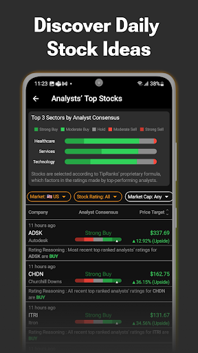 TipRanks Stock Market Analysis ekran görüntüsü