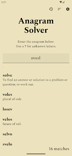 Anagram Solver ekran görüntüsü