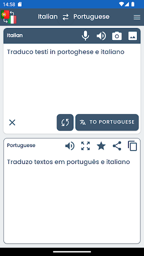 Portuguese Italian Translator ekran görüntüsü