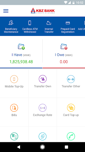 KBZ Mobile Banking ekran görüntüsü