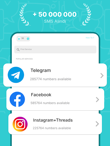 SimCode - SMS sanal numaralar ekran görüntüsü