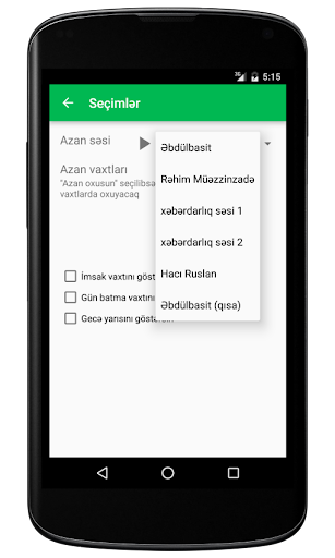 Namaz vaxtı ekran görüntüsü