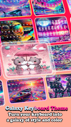 Galaxy Pink Cute Hippo Theme ekran görüntüsü