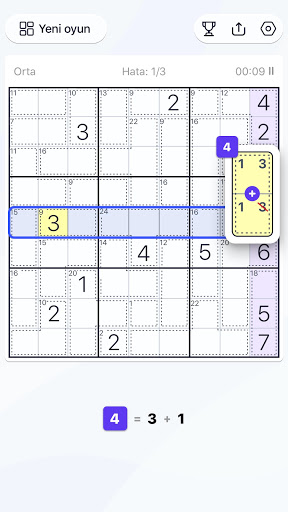 Killer Sudoku Sudoku Bulmacası ekran görüntüsü