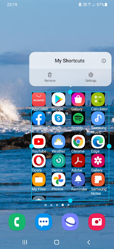 My Shortcuts widget ekran görüntüsü