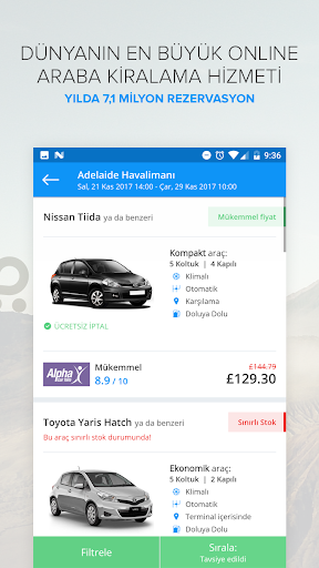 Rentalcars.com Car hire App ekran görüntüsü