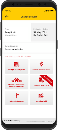 DHL Express Mobile ekran görüntüsü