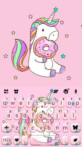 Pink Unicorn Donut Klavye Tema ekran görüntüsü