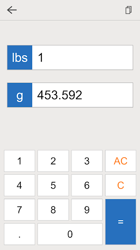 lbs g converter ekran görüntüsü