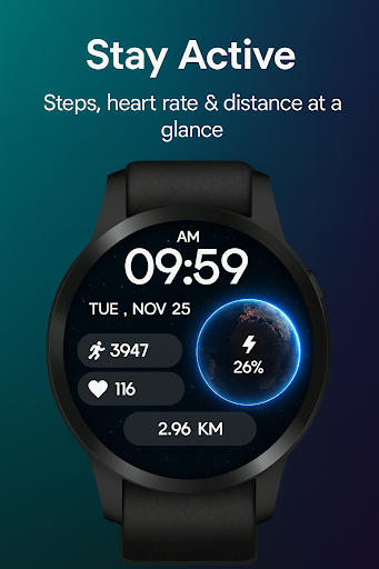 Earth Pulse Digital WatchFace ekran görüntüsü