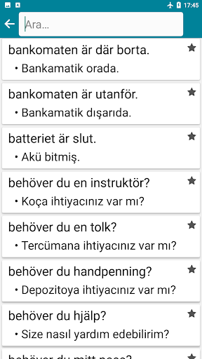 İsveççe - Türkçe ekran görüntüsü