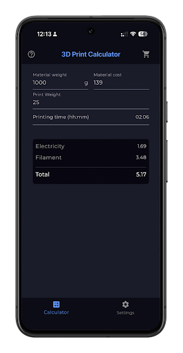 3D Print Cost Calculator ekran görüntüsü