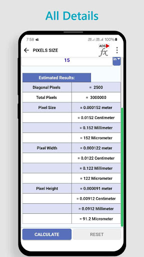 Pixels, DPI & PPI Calculator ekran görüntüsü