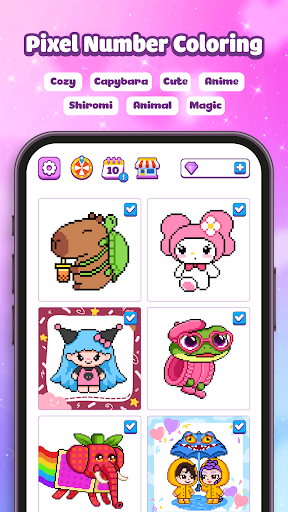 Pixel Number Cute Coloring ekran görüntüsü