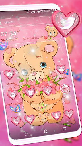 Teddy Bear Pink Launcher Theme ekran görüntüsü