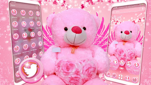 Pink Teddy Bear Theme ekran görüntüsü