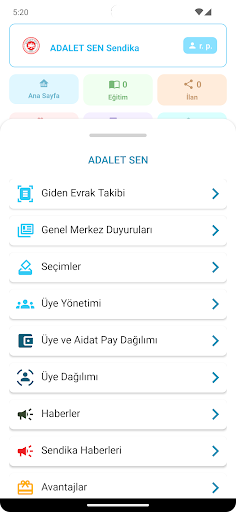 Adalet Sendikası ekran görüntüsü