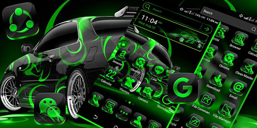Neon Green Car Launcher Theme ekran görüntüsü