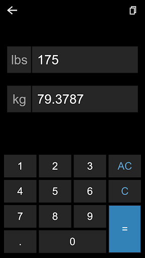 lbs kg converter ekran görüntüsü