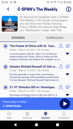 C-SPAN Radio ekran görüntüsü
