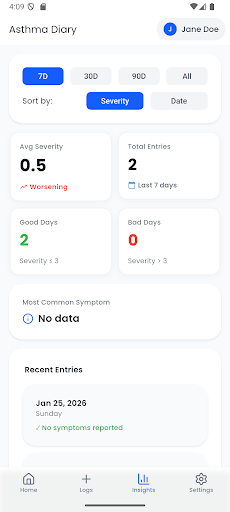 Asthma Diary ekran görüntüsü