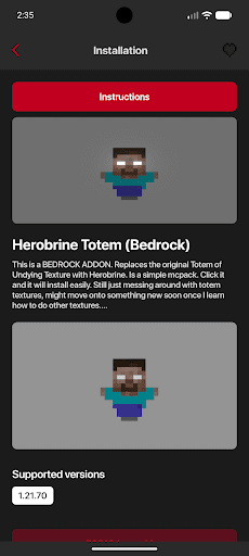 Herobrine mod Minecraft PE ekran görüntüsü