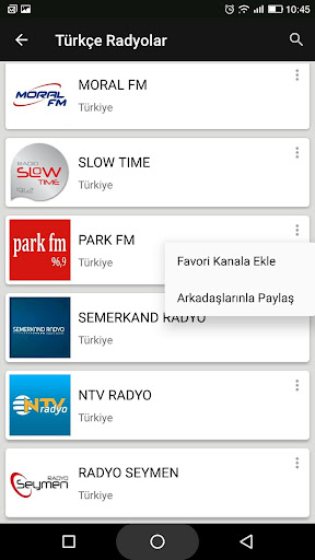 Türk Radyo İstasyonlar ekran görüntüsü