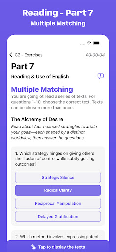Cambridge C2 Exam Simulator ekran görüntüsü