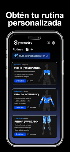 Symmetry: Rutinas Gimnasio IA ekran görüntüsü