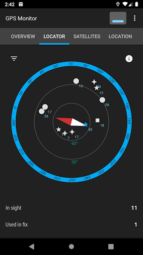 GPS Monitor: satellite data ekran görüntüsü
