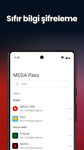 MEGA Pass Şifre Yöneticisi ekran görüntüsü