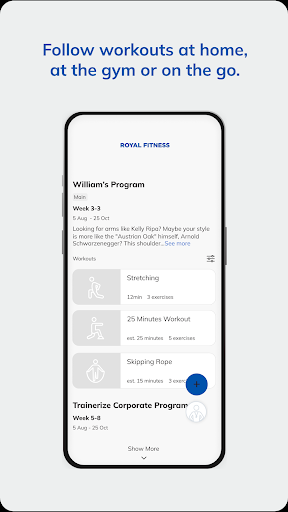 Royal Fitness Trainerize ekran görüntüsü