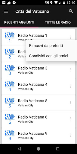 Vatican City Radio Stations ekran görüntüsü