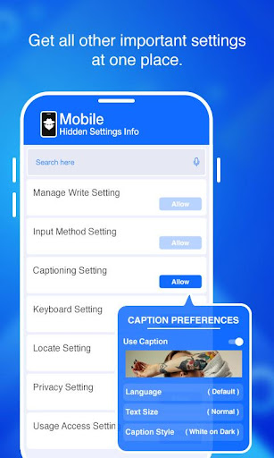 Mobile Hidden Settings Info ekran görüntüsü