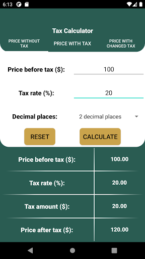 Tax Calculator ekran görüntüsü