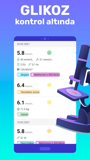 Diyabet kontrol. Kan şekeri ekran görüntüsü