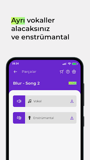 Vokal sökücü, voix ekran görüntüsü
