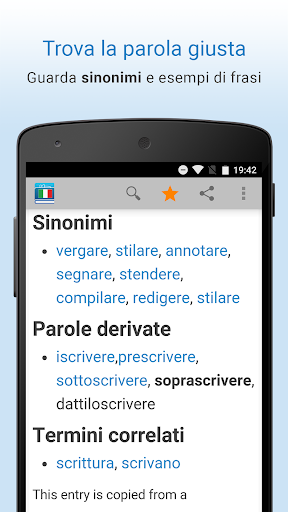 Dizionario italiano ekran görüntüsü
