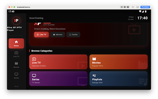 Ultra XP IPTV Player ekran görüntüsü