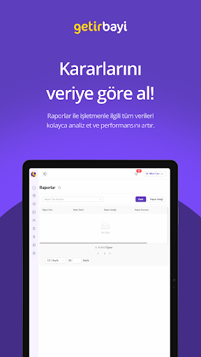 Getir Franchise Panel ekran görüntüsü