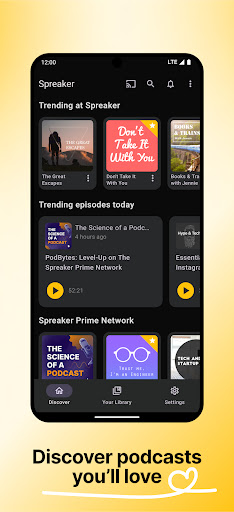 Spreaker Podcasts ekran görüntüsü