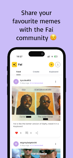 Fai AI Meme Generator Keyboard ekran görüntüsü