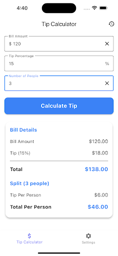 Tip Calculator ekran görüntüsü