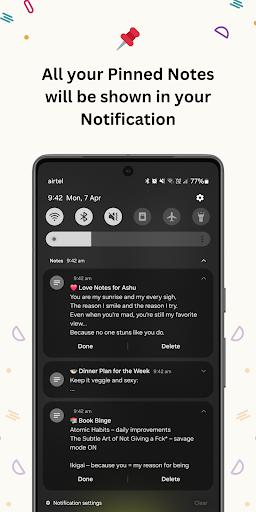 Notes - Pin to notification ekran görüntüsü