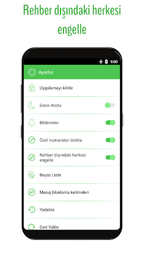 Numara ve SMS mesaj engelleme ekran görüntüsü