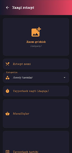 Retseptlar Kitobi ekran görüntüsü