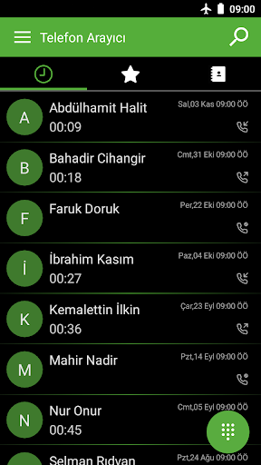 Telefon uygulaması ekran görüntüsü