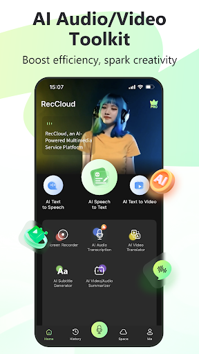 RecCloud - AI Speech to Text ekran görüntüsü