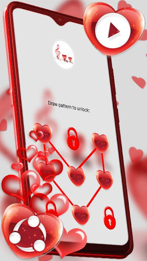 Red Glass Heart Launcher Theme ekran görüntüsü